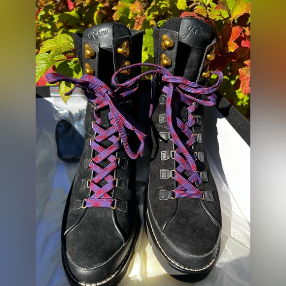 🍁JCREW NEW! Elsa Black Suede Lace Up Boots Sz 9 - Picture 2 of 12